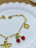 BRACELET CERISE  COLLECTION OCEAN  ACIER INOXYDABLE