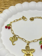 BRACELET CERISE  COLLECTION OCEAN  ACIER INOXYDABLE