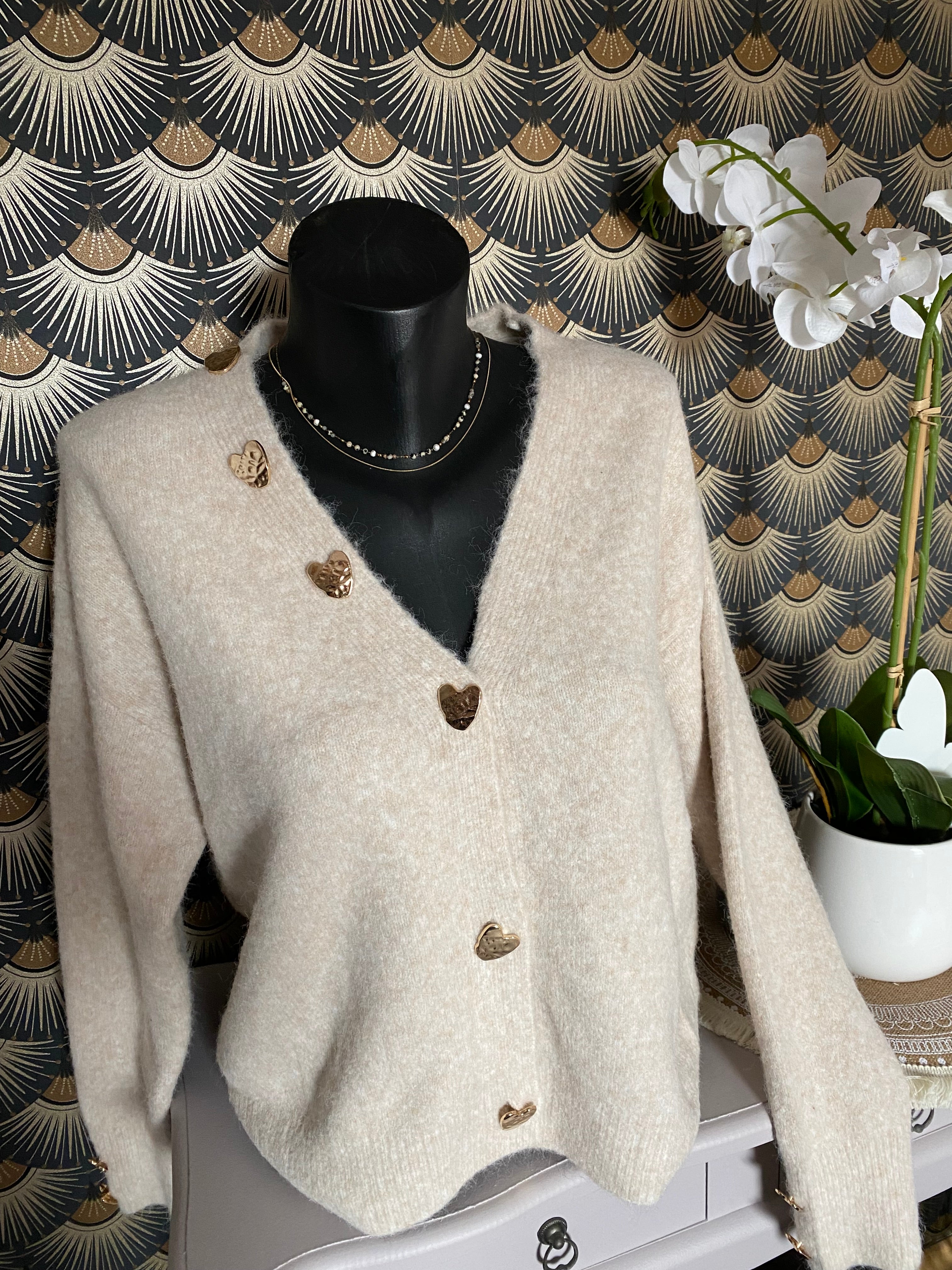 GILET COEUR ECRU  TU36/44