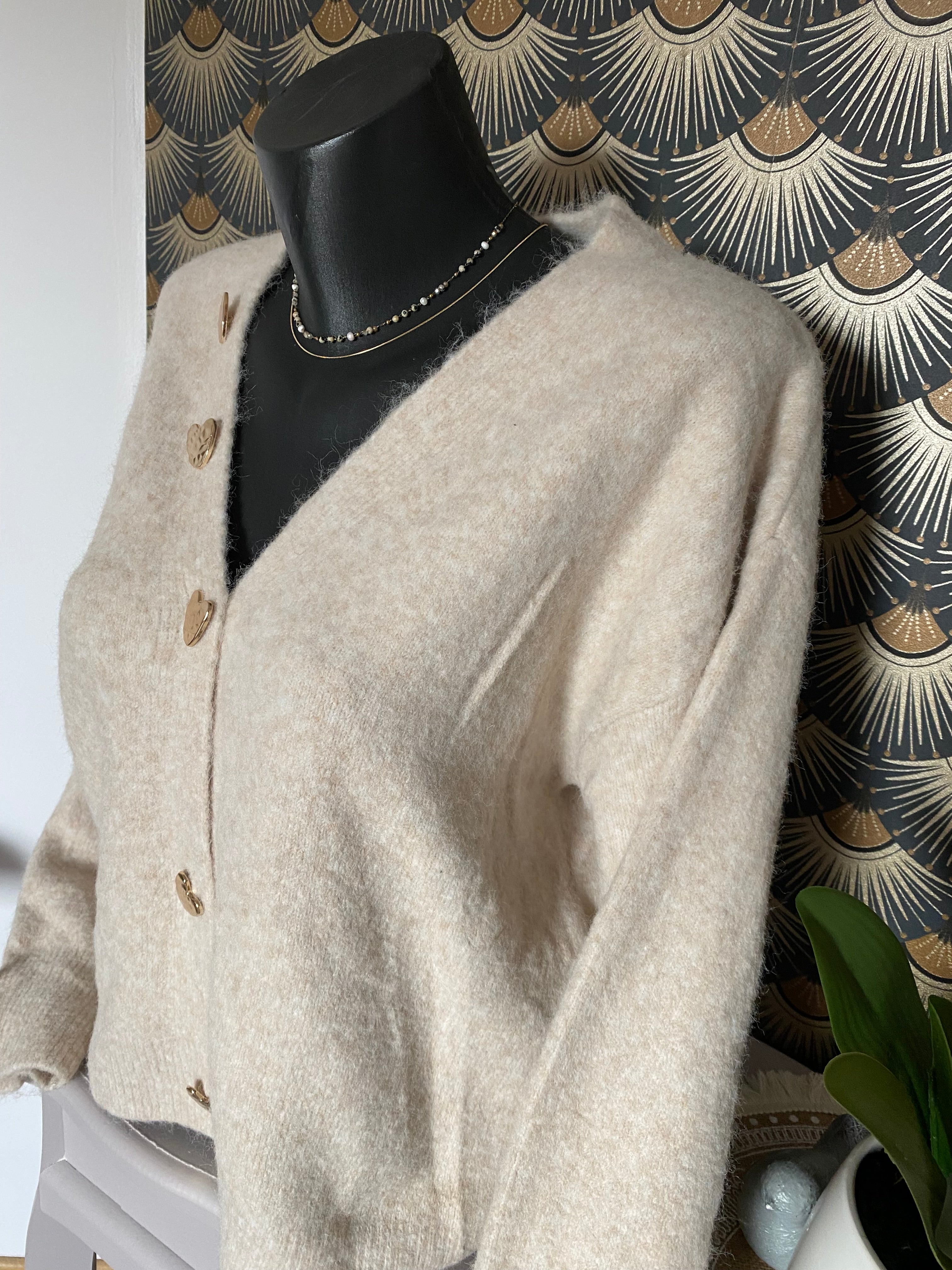 GILET COEUR ECRU  TU36/44