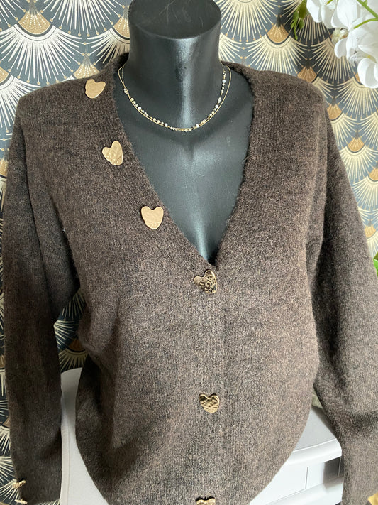 GILET COEUR CHOCOLAT   TU36/44