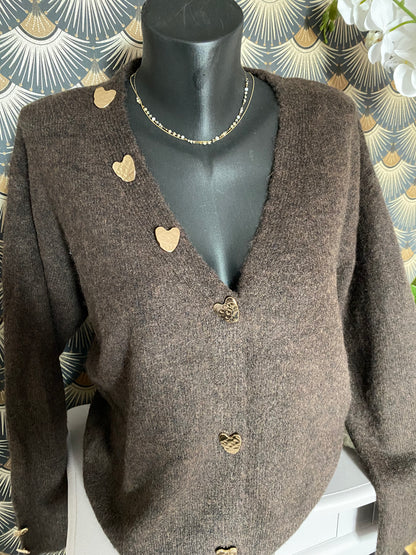 GILET COEUR CHOCOLAT   TU36/44