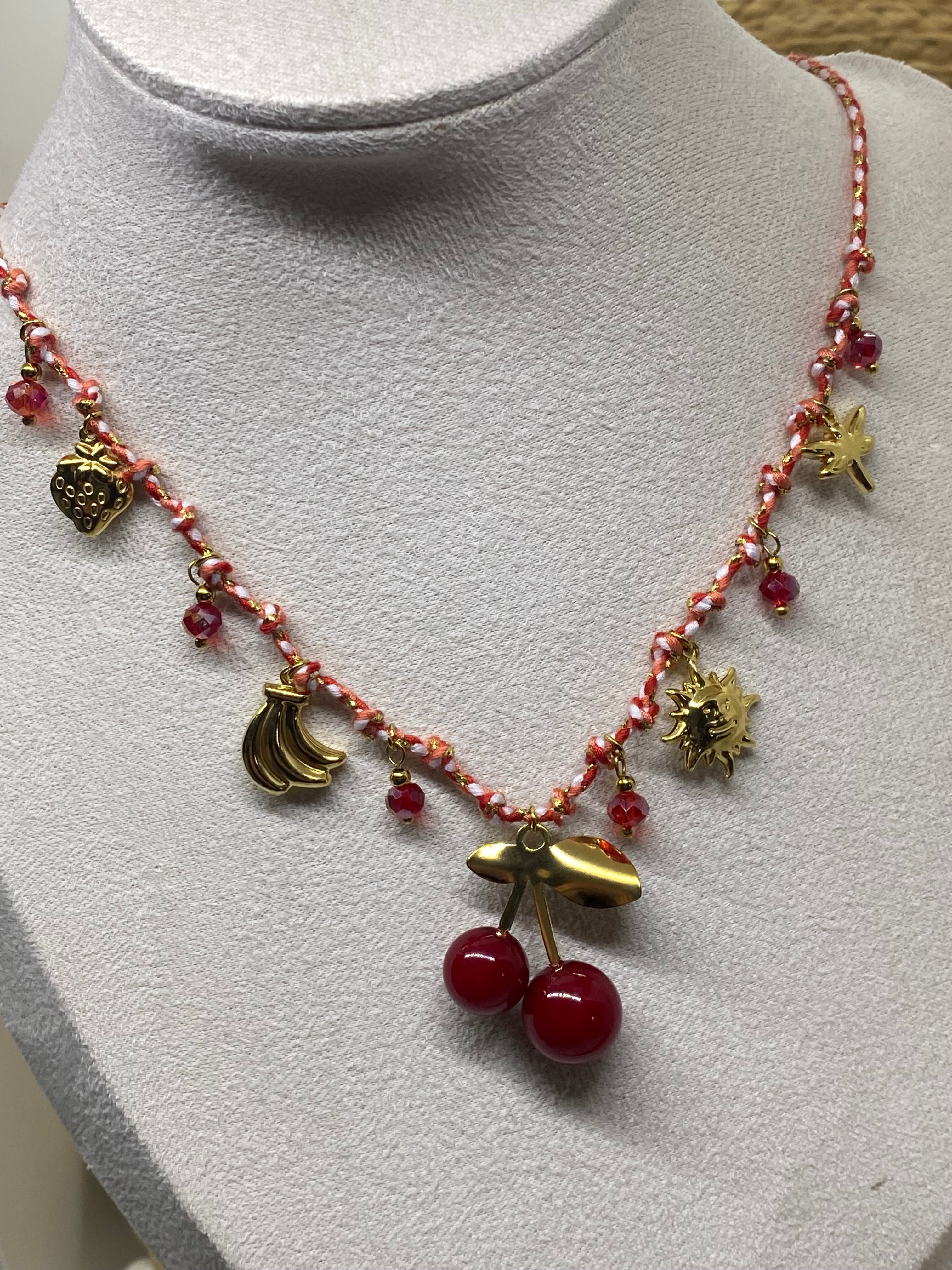 COLLIER CERISES  COLLECTION OCEAN  ACIER INOXYDABLE