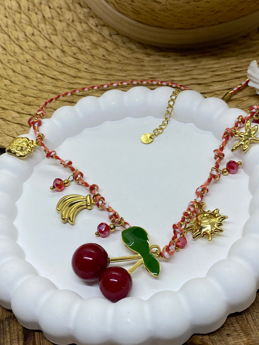 COLLIER CERISES  COLLECTION OCEAN  ACIER INOXYDABLE