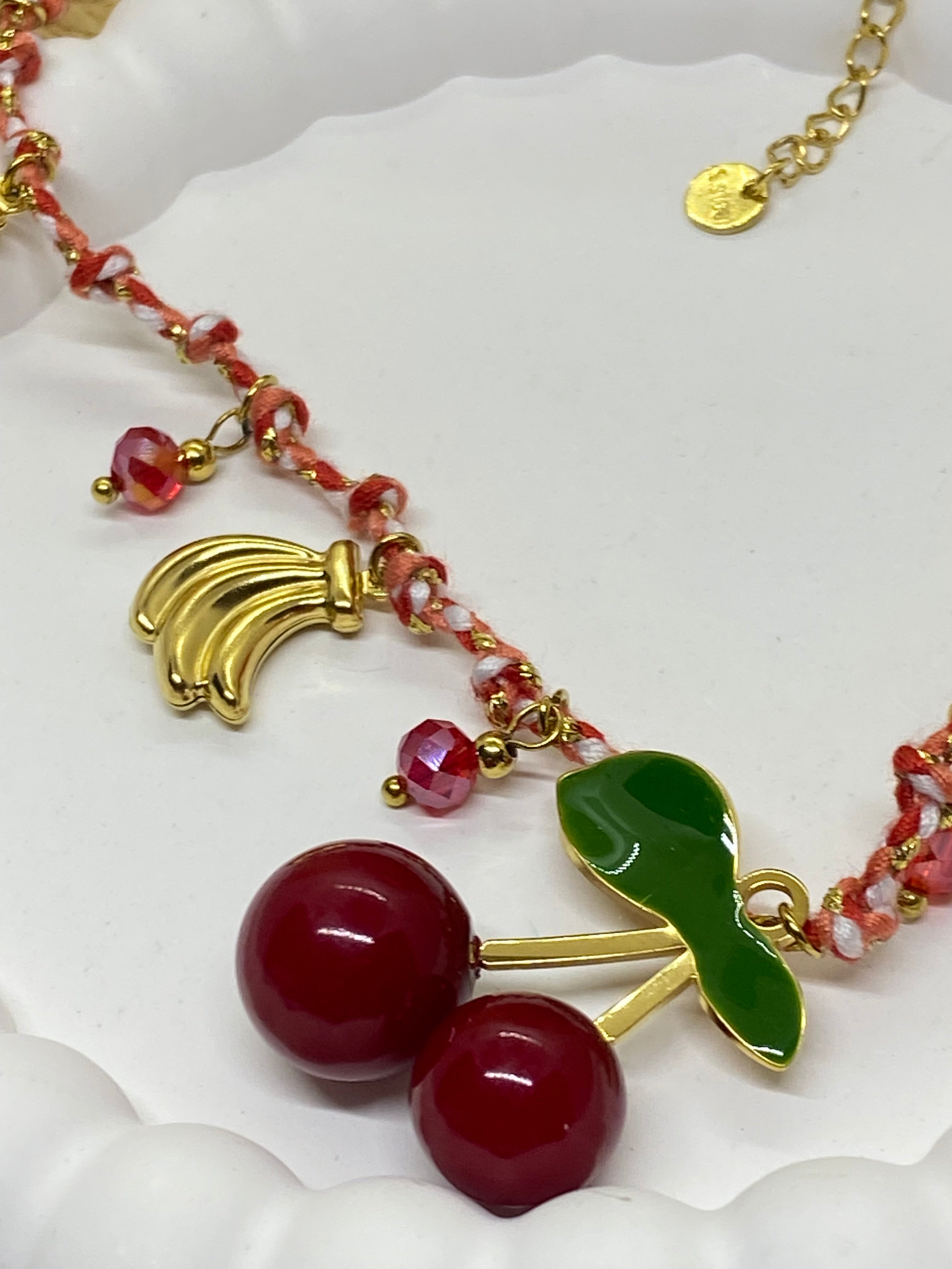 COLLIER CERISES  COLLECTION OCEAN  ACIER INOXYDABLE