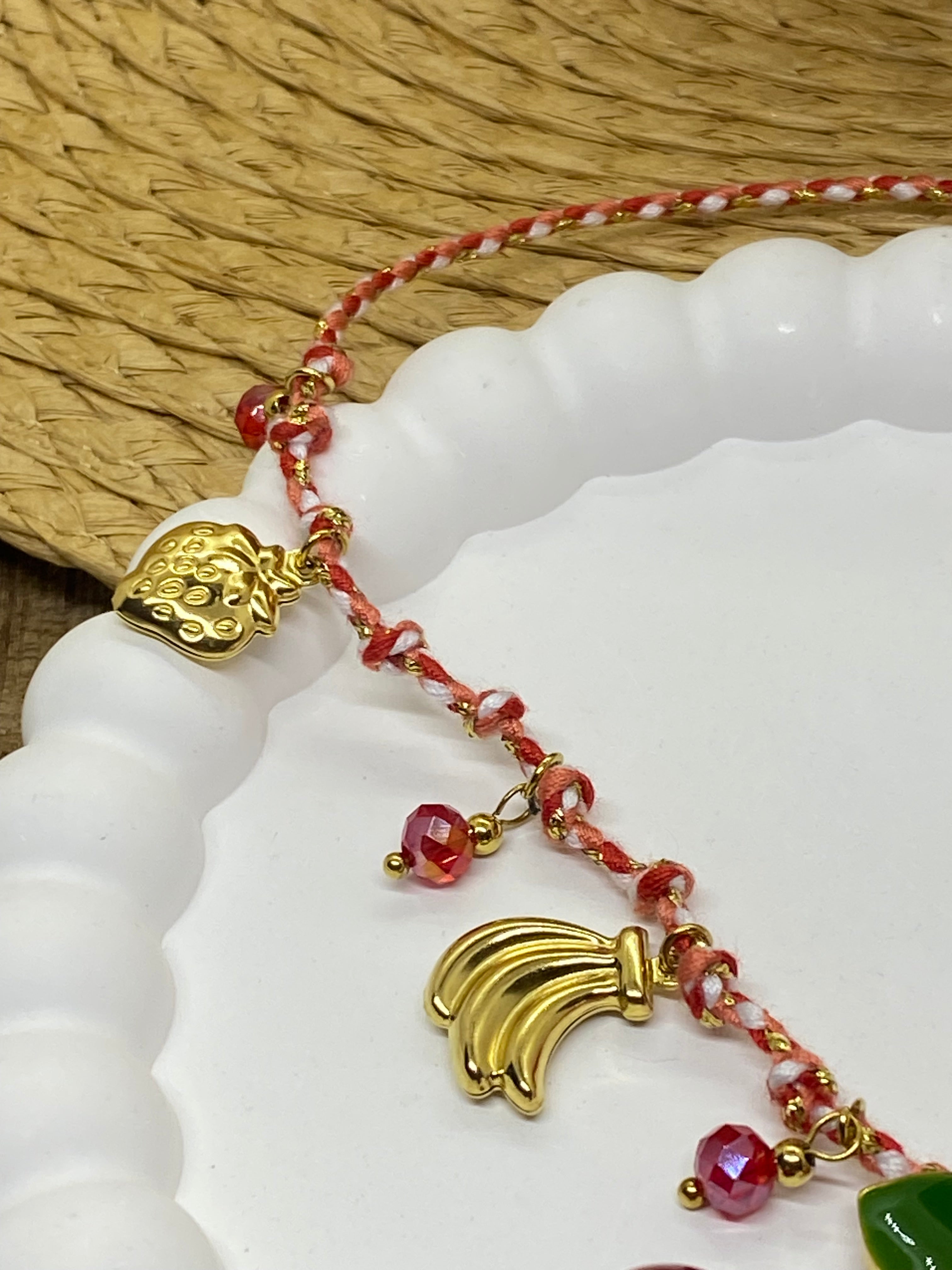 COLLIER CERISES  COLLECTION OCEAN  ACIER INOXYDABLE