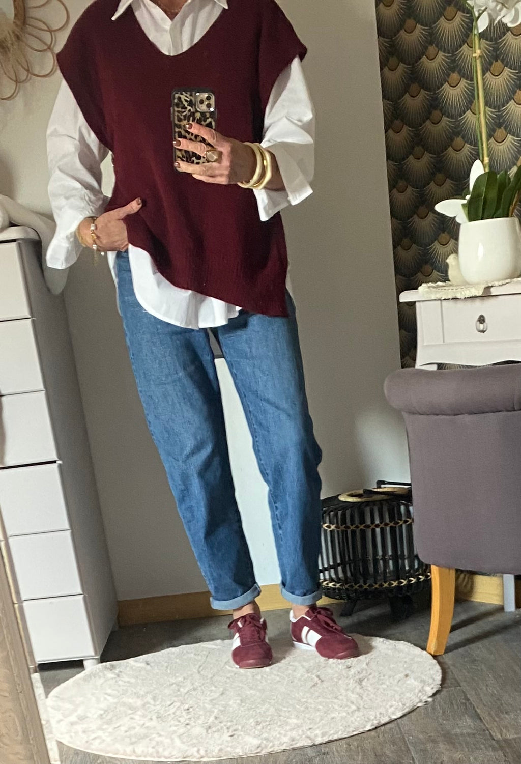 PULL SANS MANCHE  SOLEIL BORDEAUX  TU36/44