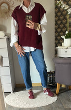 PULL SANS MANCHE  SOLEIL BORDEAUX  TU36/44