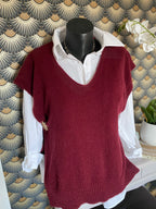 PULL SANS MANCHE  SOLEIL BORDEAUX  TU36/44
