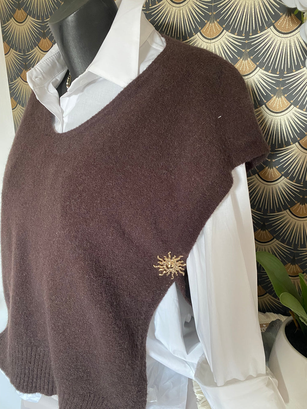 PULL SANS MANCHE  SOLEIL CHOCO  TU36/44