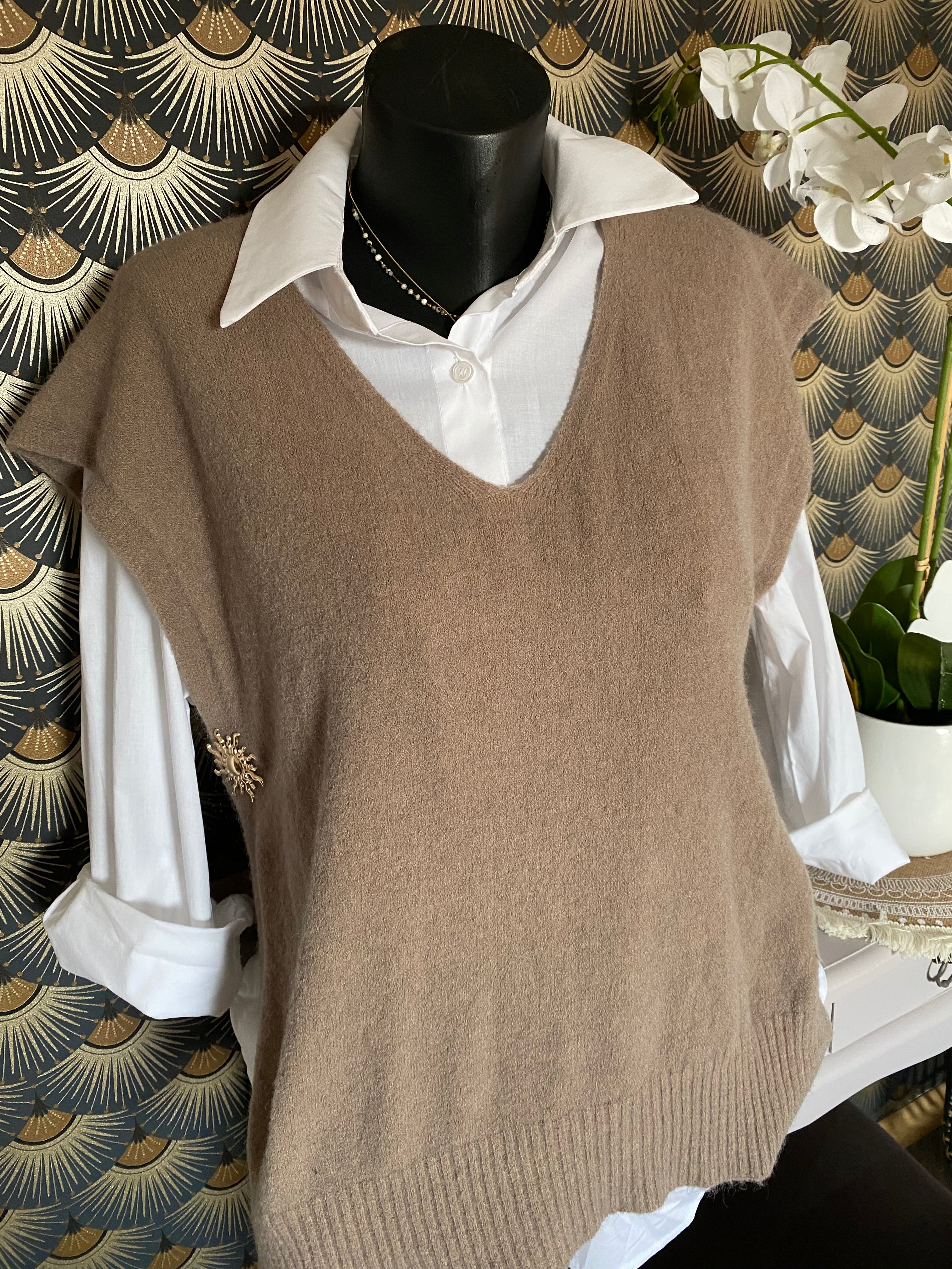 PULL SANS MANCHE  SOLEIL BEIGE  TU36/44