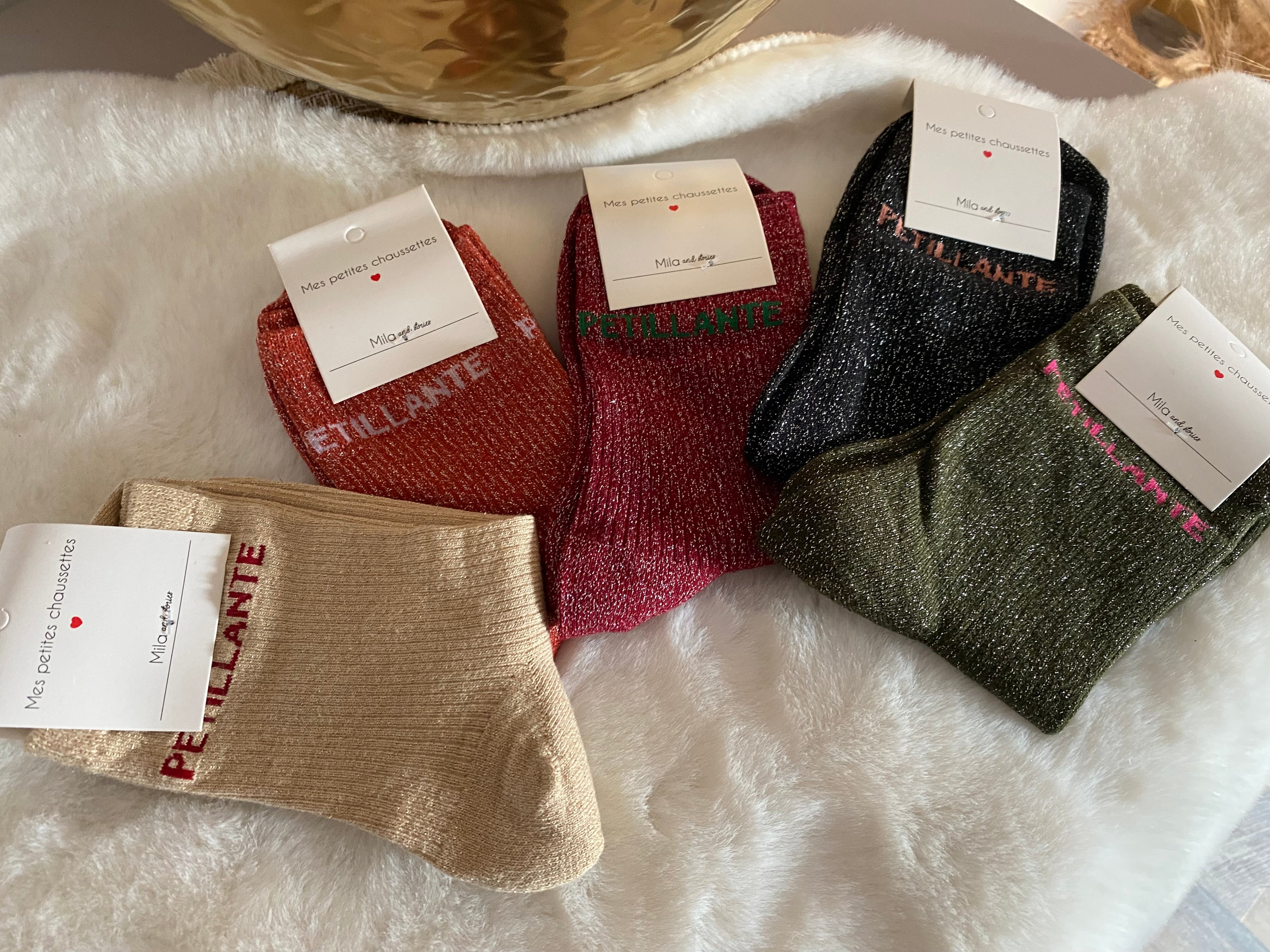 CHAUSSETTES MESSAGE A PAILLETTES  NOIRE    (catégorie chaussures)