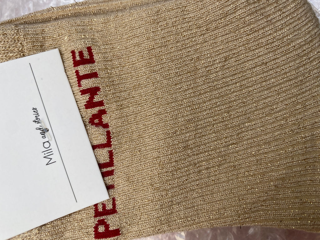 CHAUSSETTES MESSAGE A PAILLETTES  ECRU    (catégorie chaussures)