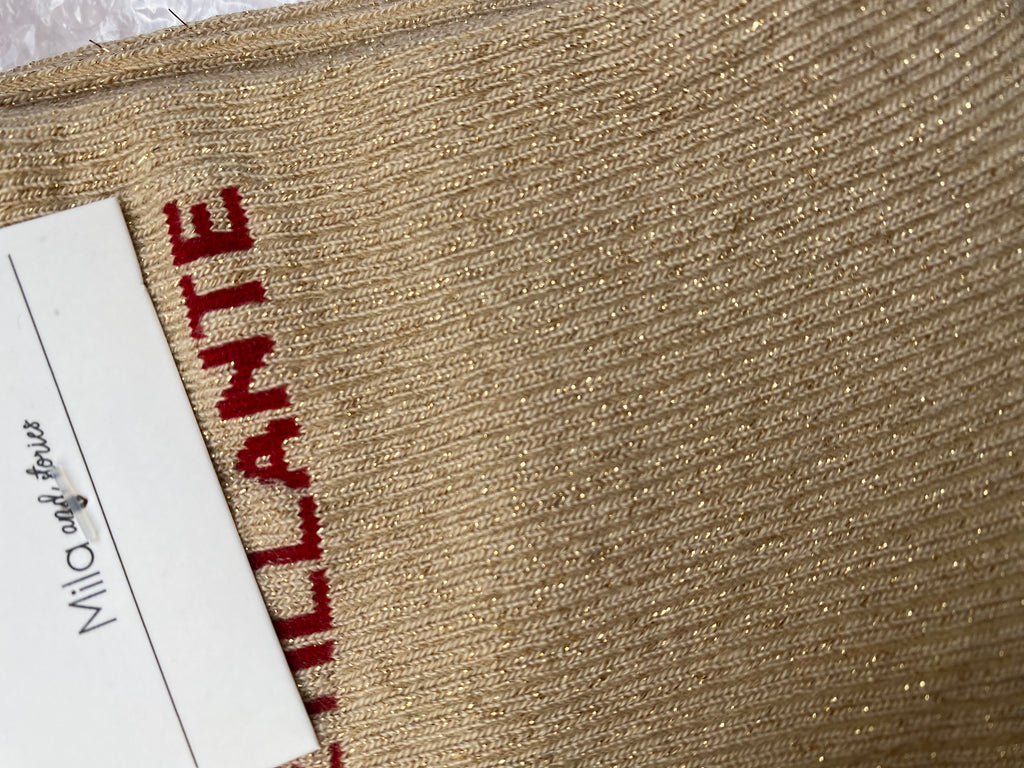 CHAUSSETTES MESSAGE A PAILLETTES  ECRU    (catégorie chaussures)