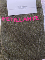 CHAUSSETTES MESSAGE A PAILLETTES  KAKI  (catégorie chaussures)