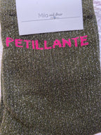 CHAUSSETTES MESSAGE A PAILLETTES  KAKI  (catégorie chaussures)