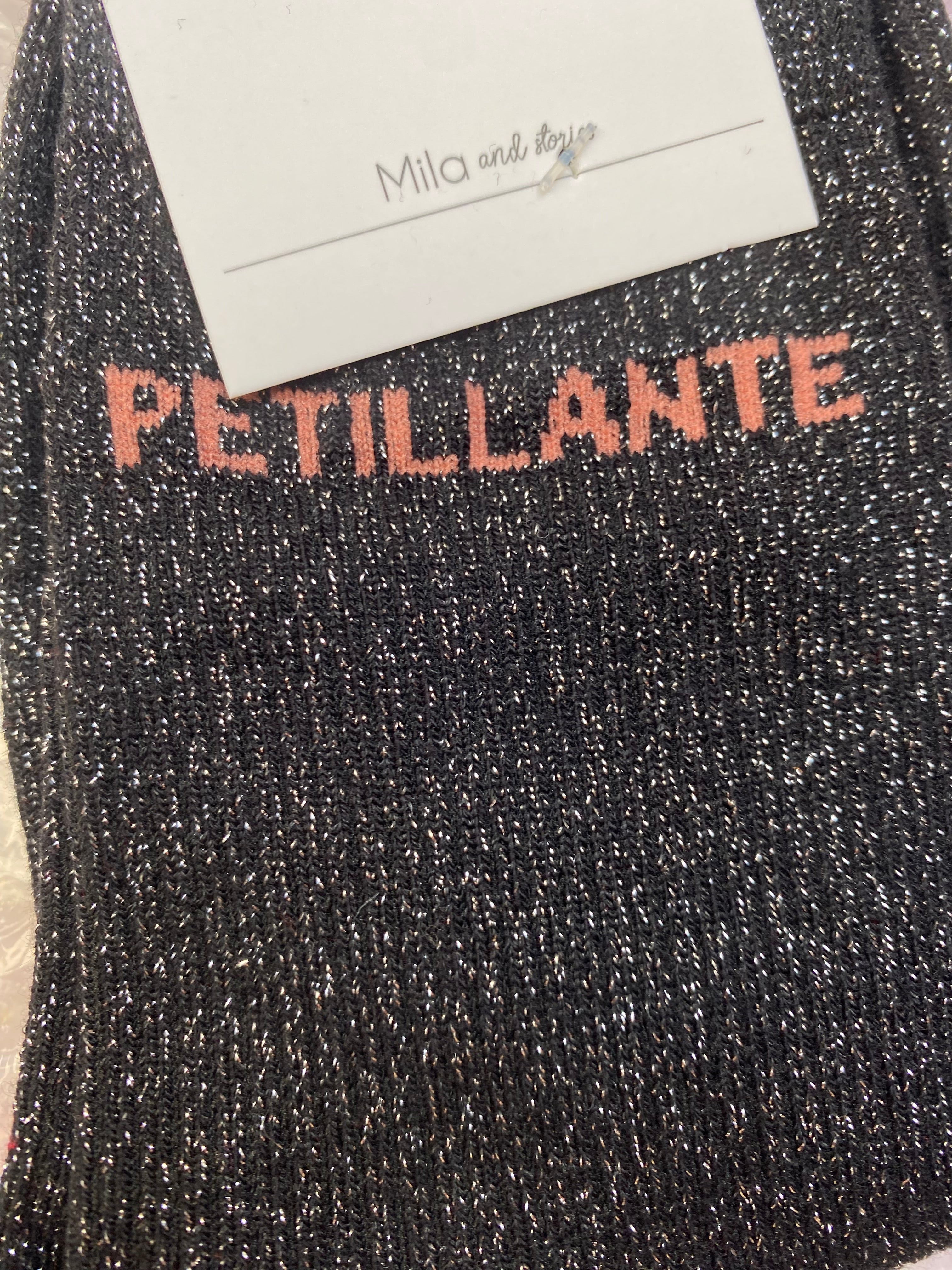 CHAUSSETTES MESSAGE A PAILLETTES  NOIRE    (catégorie chaussures)