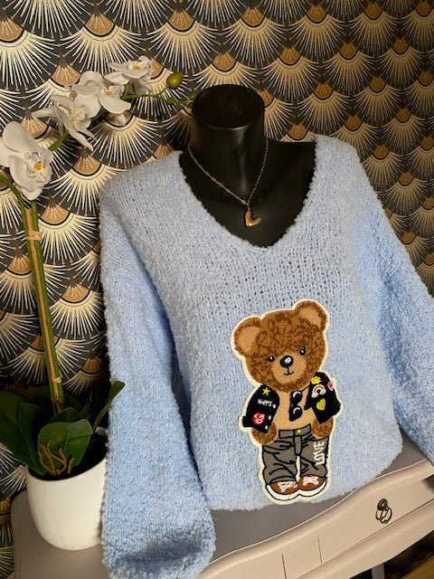 PULL TEDY OURSON BLEU   36/42 ALPAGA