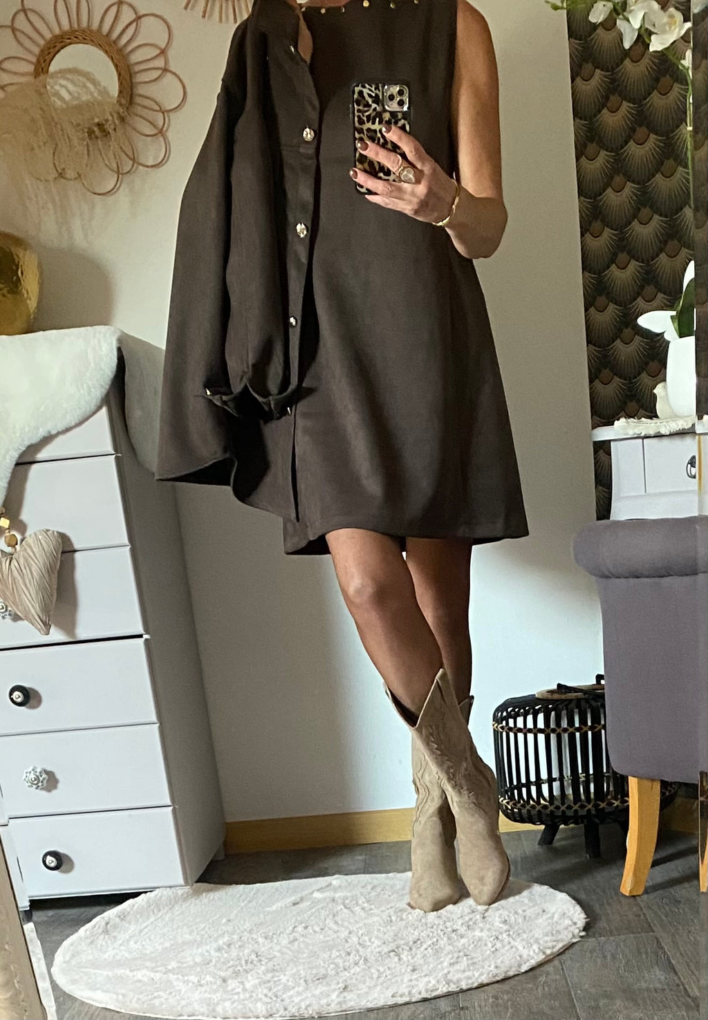 ROBE SCHAMING   CHOCOLAT  TAILLES: S/M/L