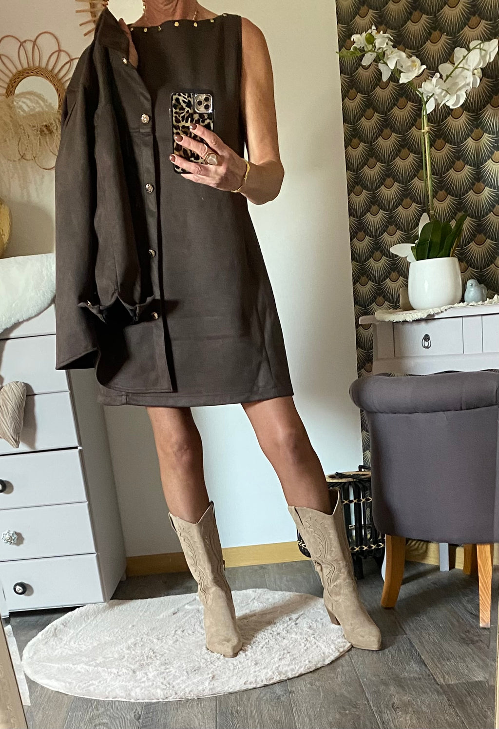 ROBE SCHAMING   CHOCOLAT  TAILLES: S/M/L