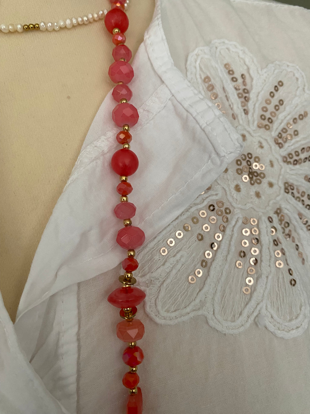 COLLIER  CROIX  FUSHIA