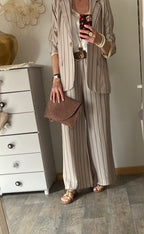 PANTALON PALAZZO RAYE BEIGE  TU 36/44