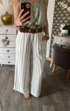 PANTALON PALAZZO RAYE BLANC TU 36/44
