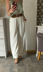 PANTALON PALAZZO RAYE BLANC TU 36/44
