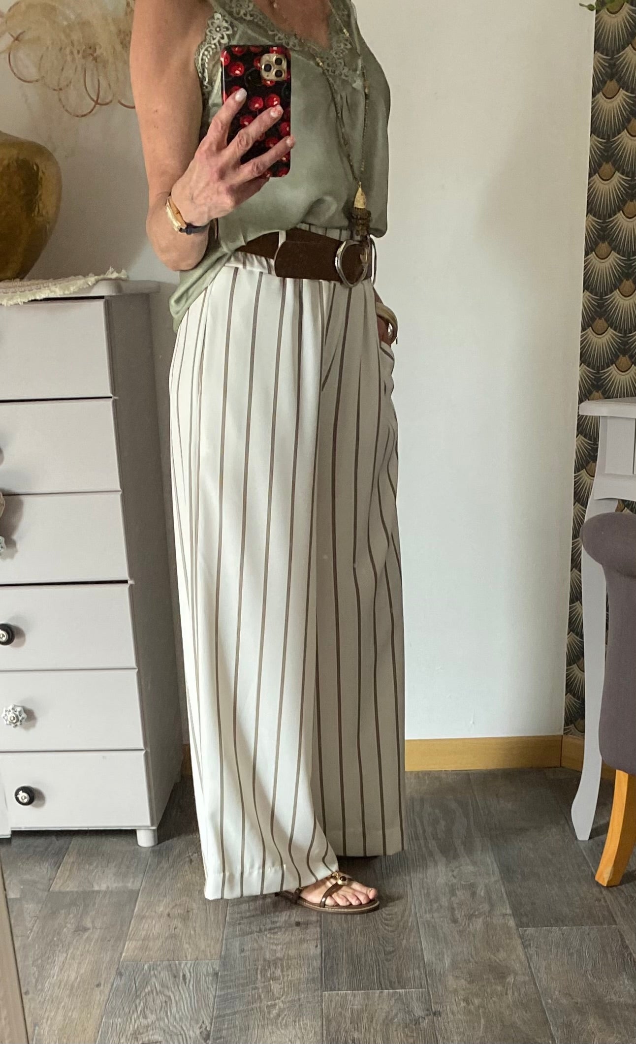 PANTALON PALAZZO RAYE BLANC TU 36/44