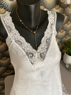 TOP DENTELLE BLANC   TU 34/42