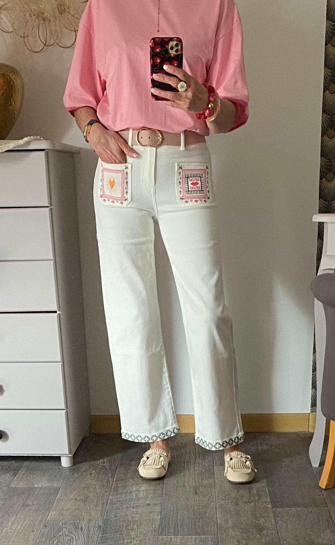 PANTALON  JEAN ONADO BLANC BISOU  36/38/40/42/44