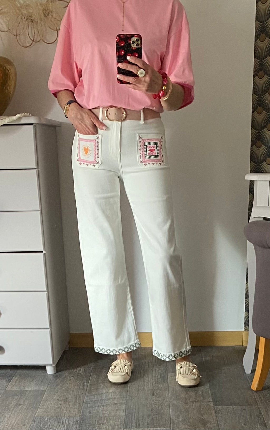 PANTALON  JEAN ONADO BLANC BISOU  36/38/40/42/44