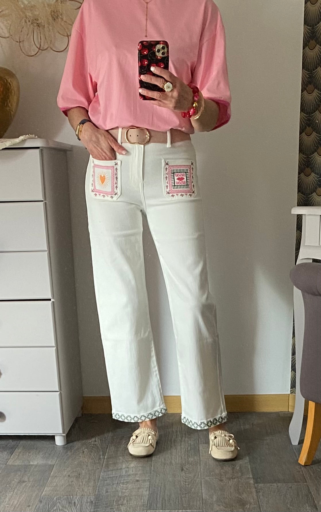 PANTALON  JEAN ONADO BLANC BISOU  36/38/40/42/44