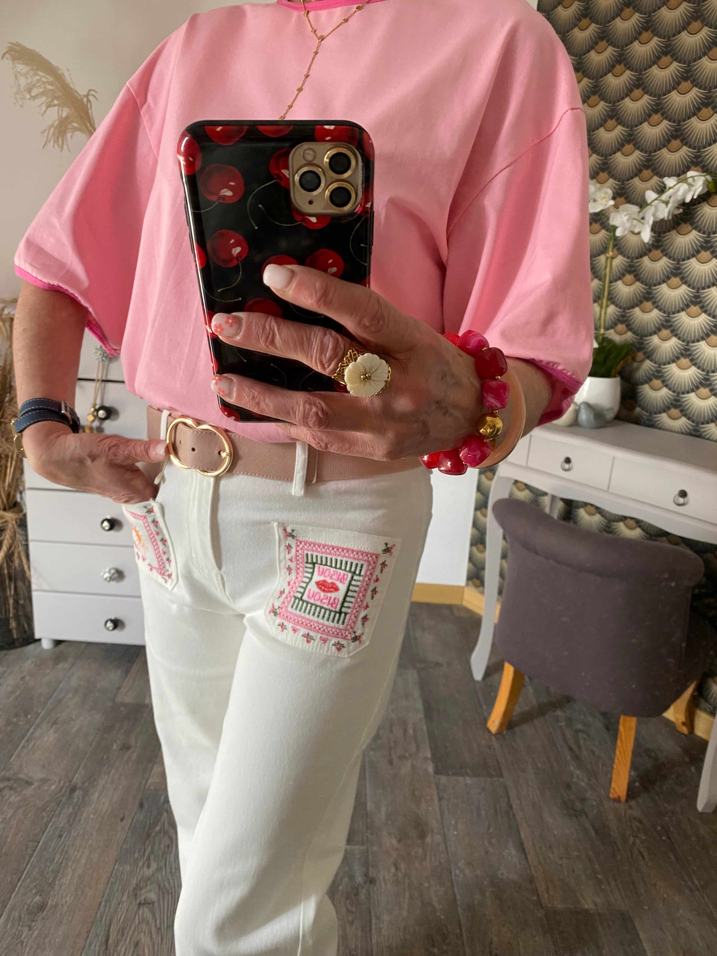 PANTALON  JEAN ONADO BLANC BISOU  36/38/40/42/44