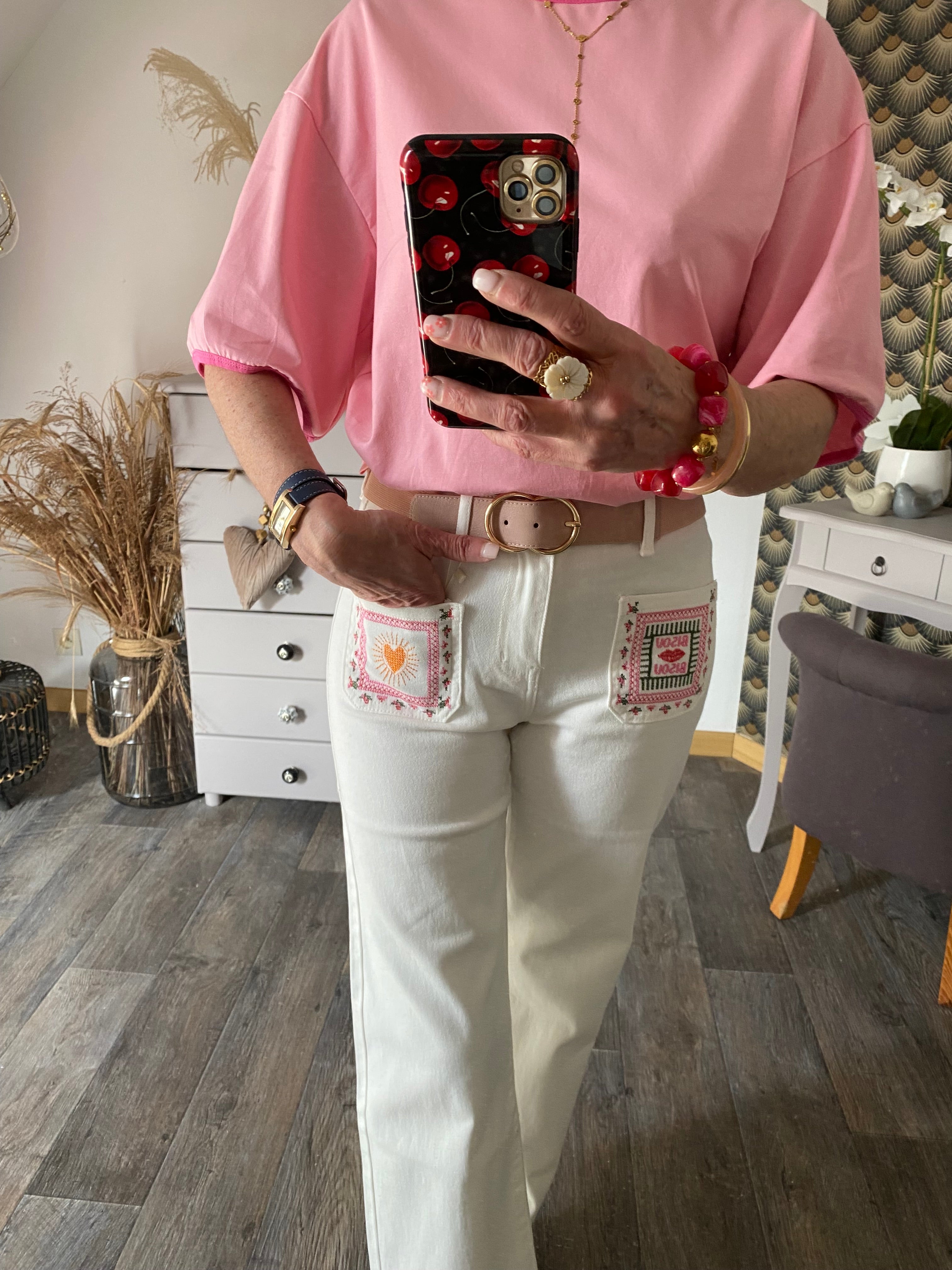 PANTALON  JEAN ONADO BLANC BISOU  36/38/40/42/44