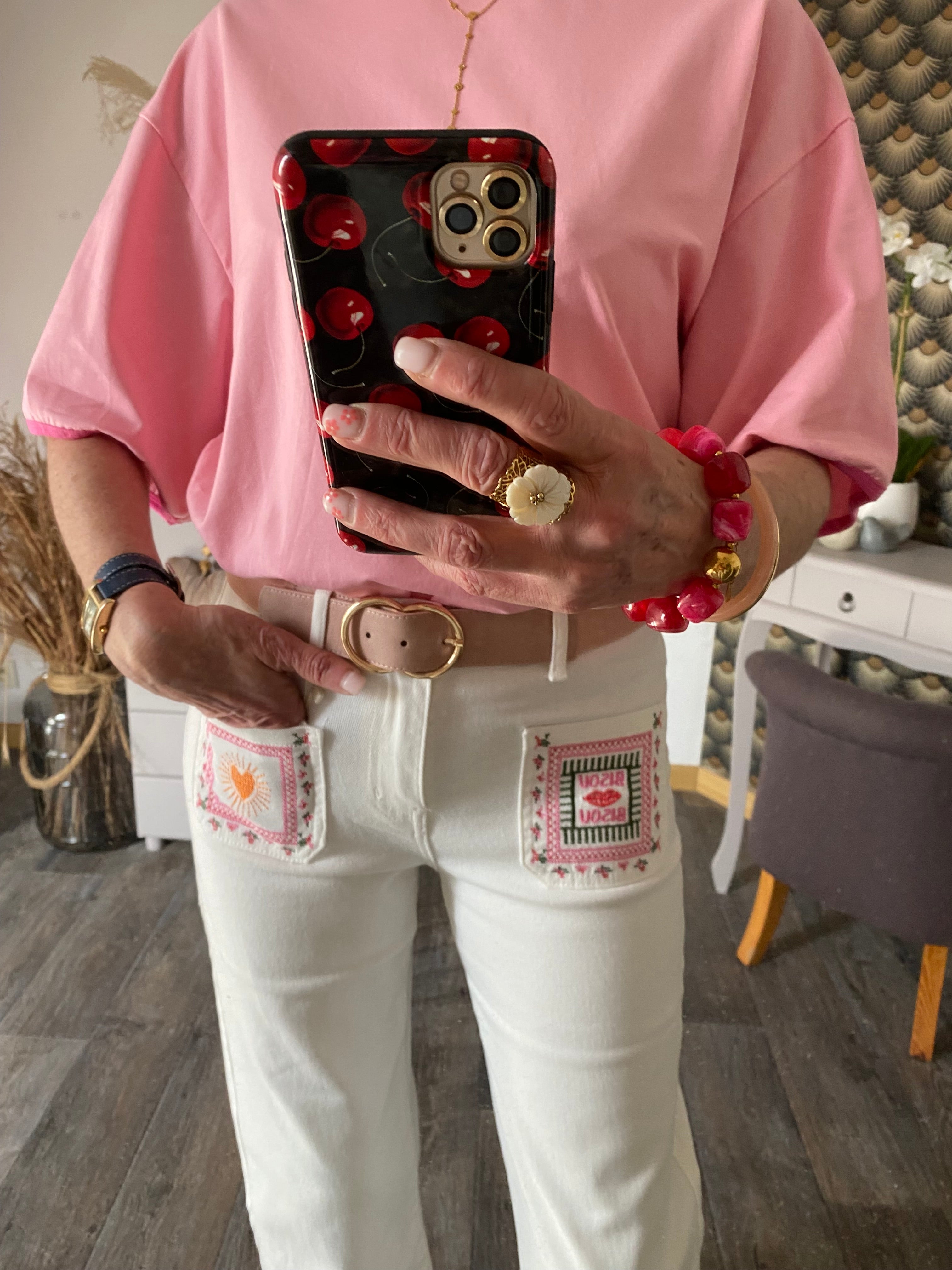 PANTALON  JEAN ONADO BLANC BISOU  36/38/40/42/44