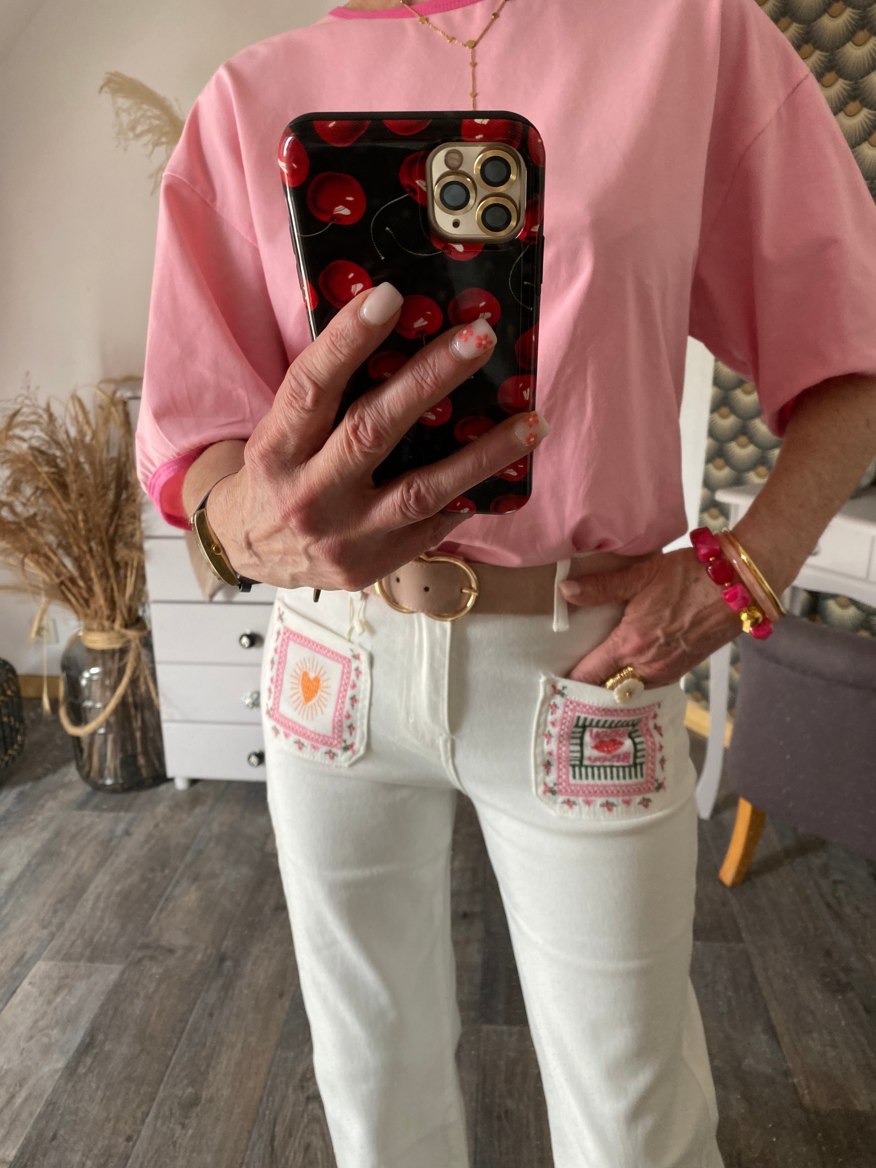 T-SHIRT   THE CORNER   ROSE / BLANC /JAUNE / TURQUOISE/CORAIL TU 34/44