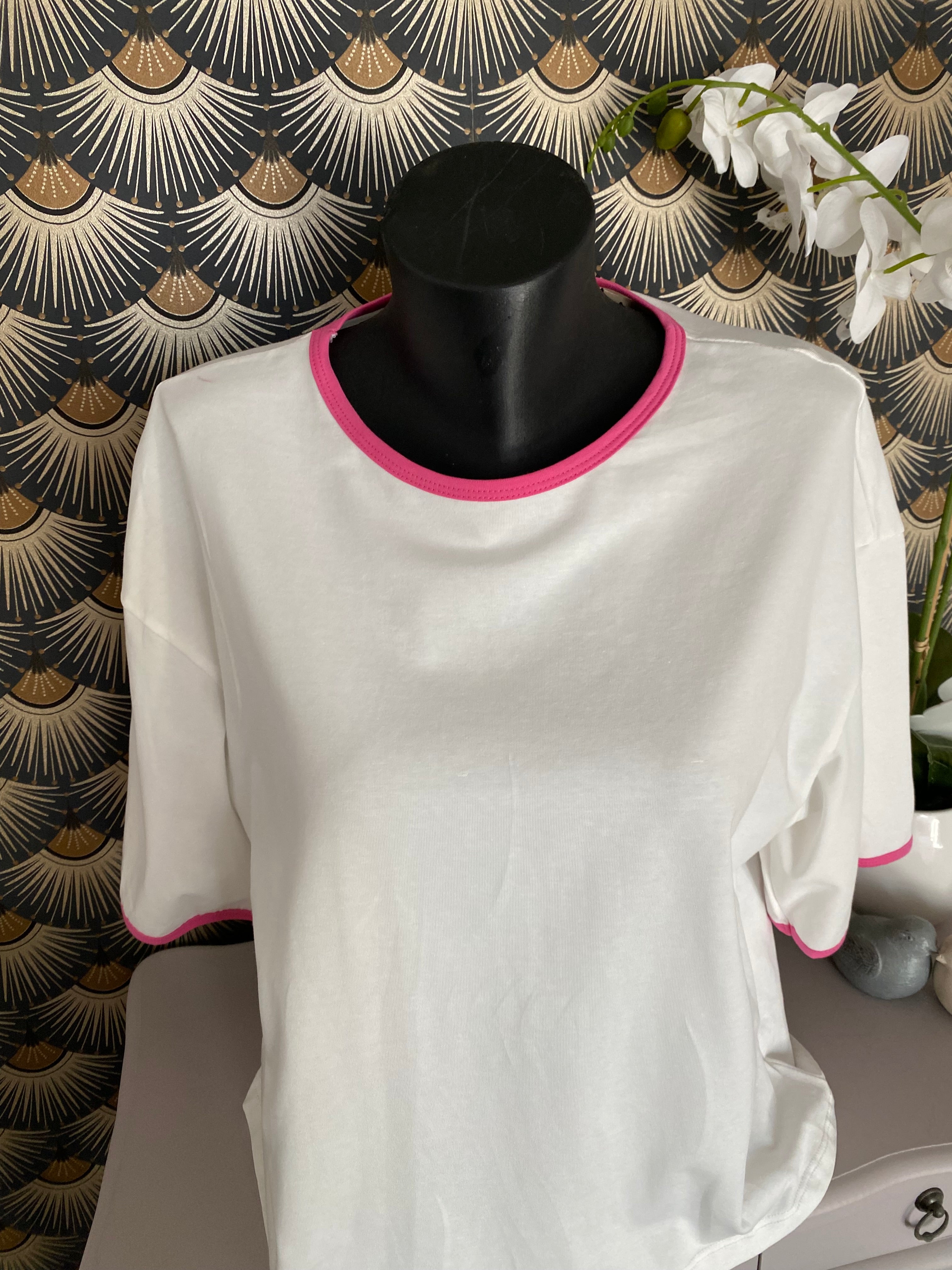 T-SHIRT   THE CORNER   ROSE / BLANC /JAUNE / TURQUOISE/CORAIL TU 34/44