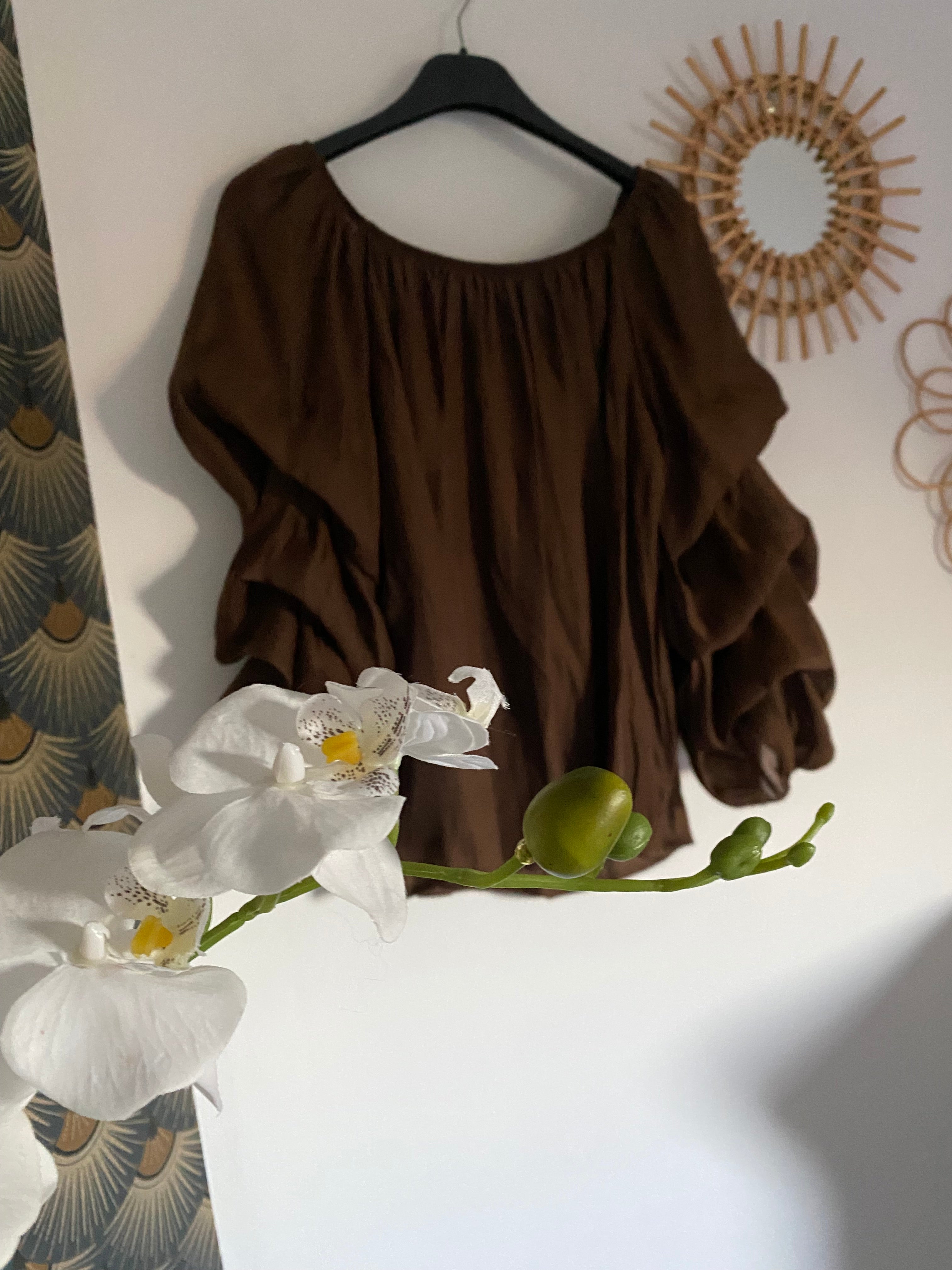 TOP AMY MARRON  TU 34/40 PETIT 42 LYOCEL