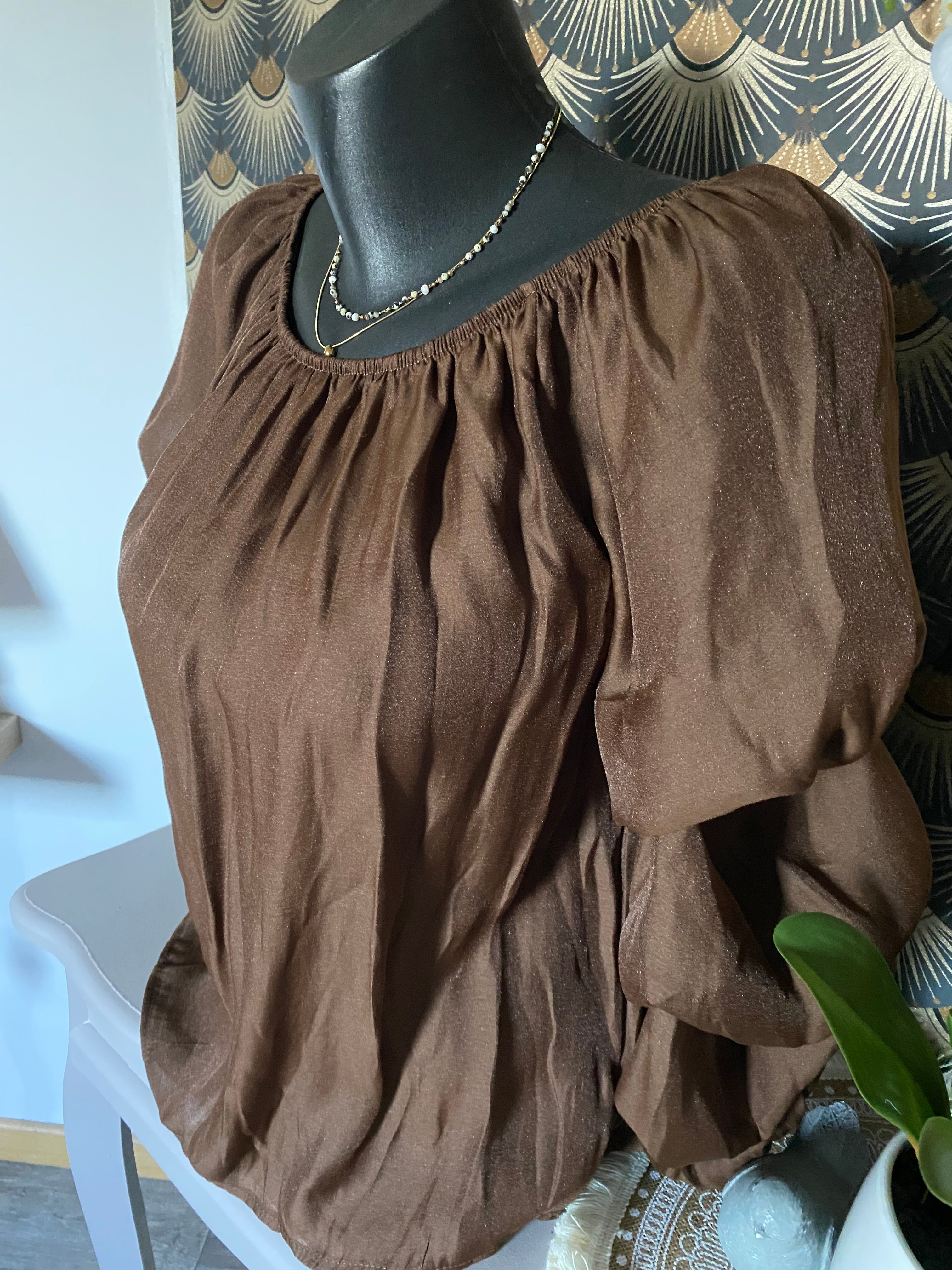 TOP AMY MARRON  TU 34/40 PETIT 42 LYOCEL