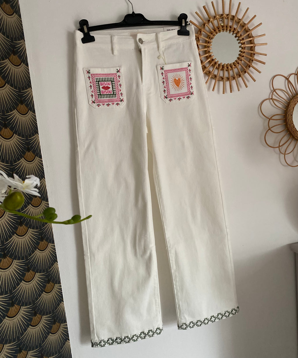 PANTALON  JEAN ONADO BLANC BISOU  36/38/40/42/44