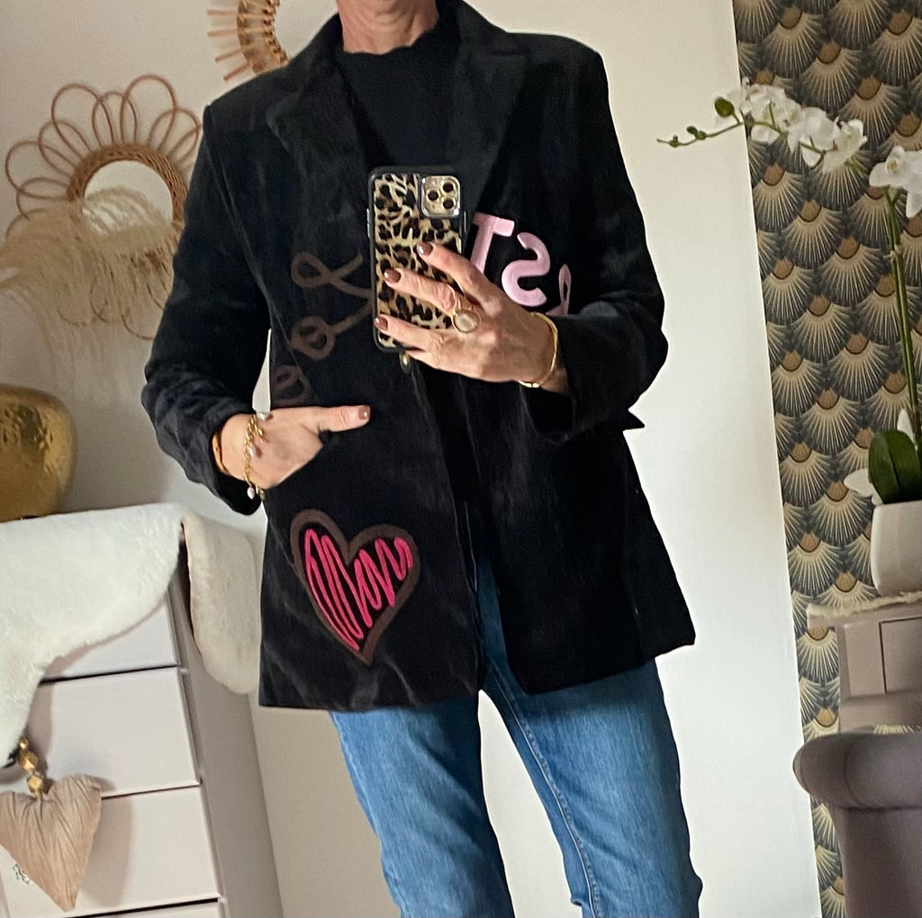 VESTE VELOUR CORRINE NOIRE  TU 36/44