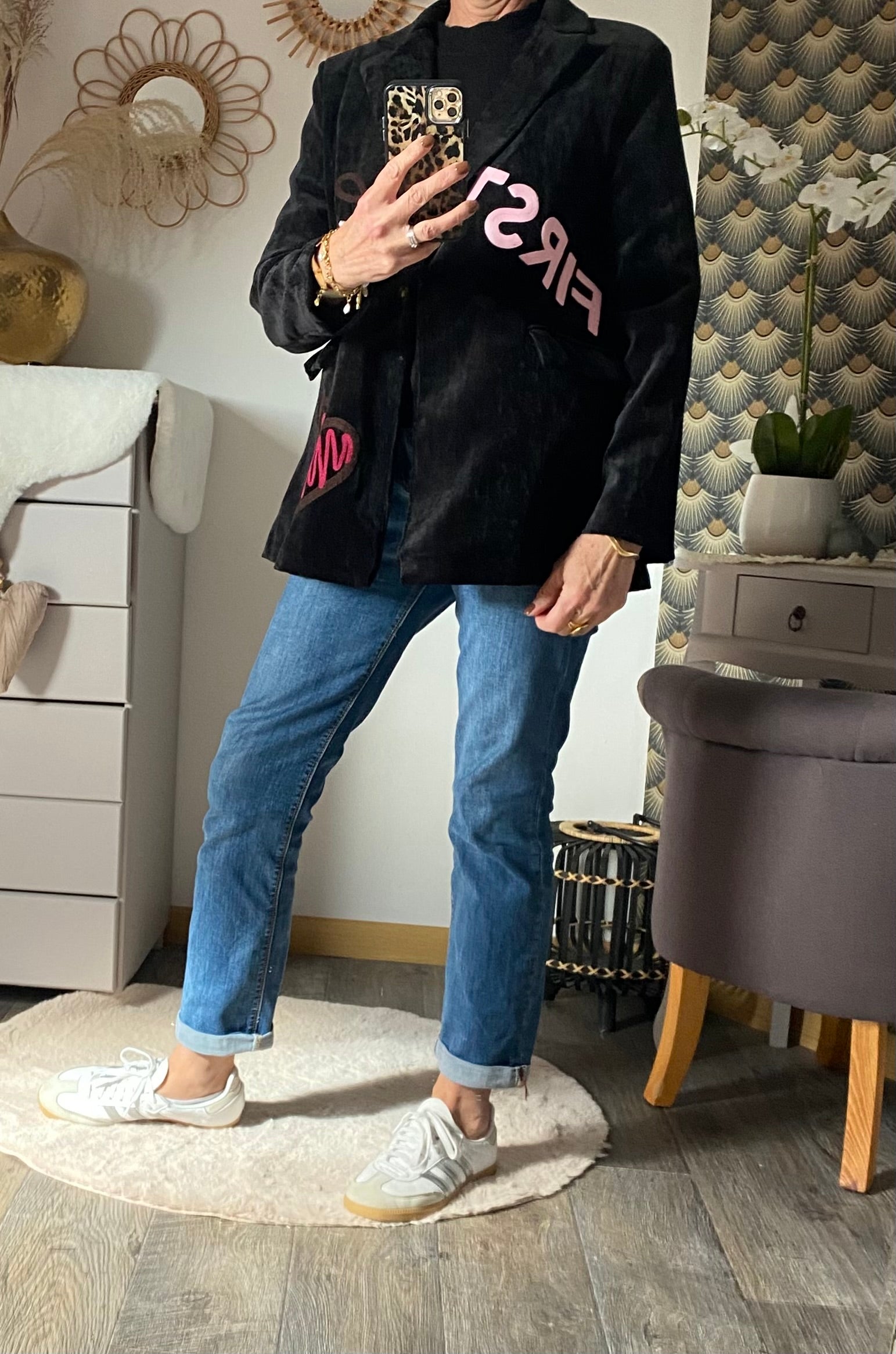 VESTE VELOUR CORRINE NOIRE  TU 36/44