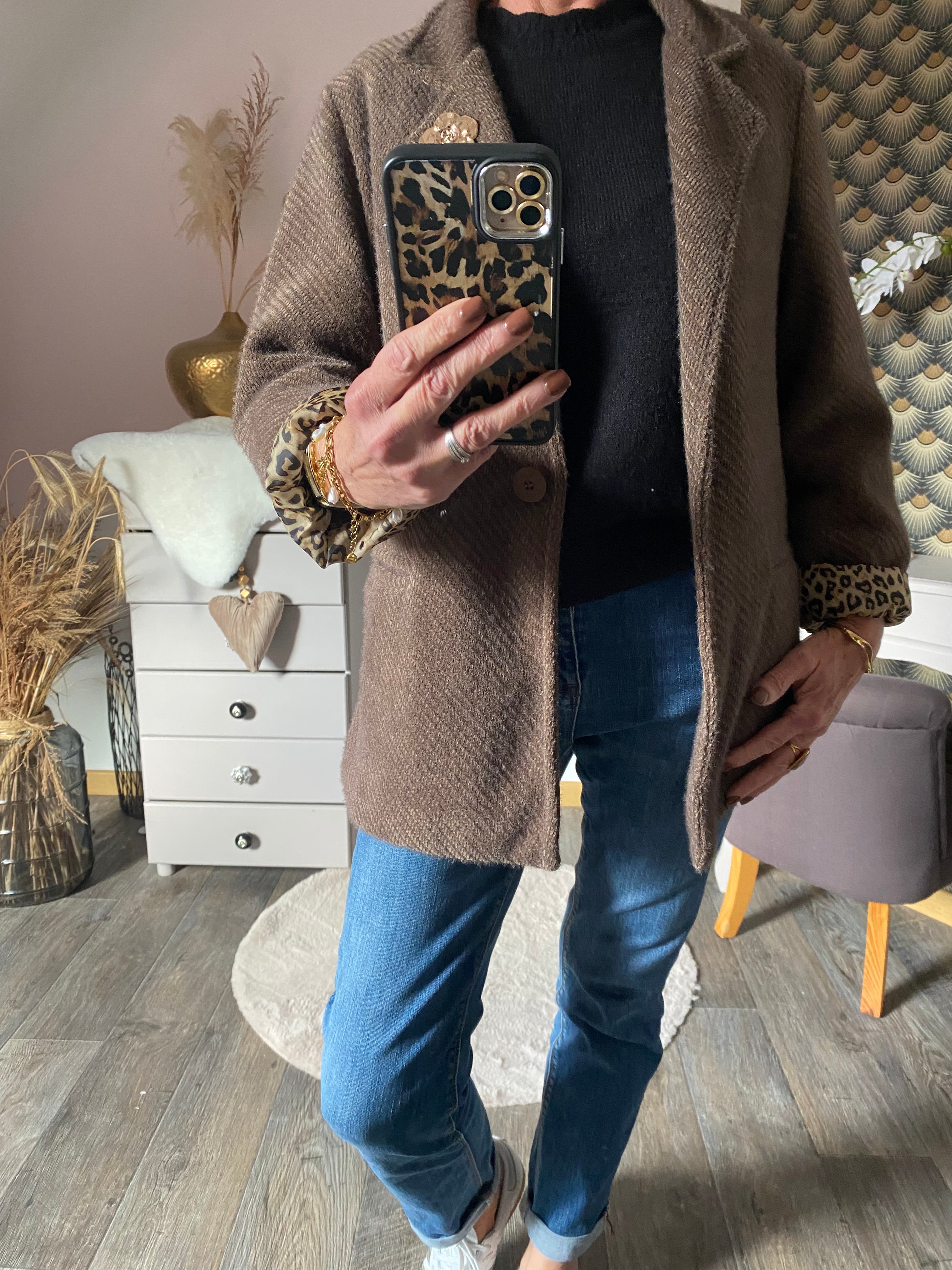 MANTEAU CARLA MARRON TU 36/44  petit 46