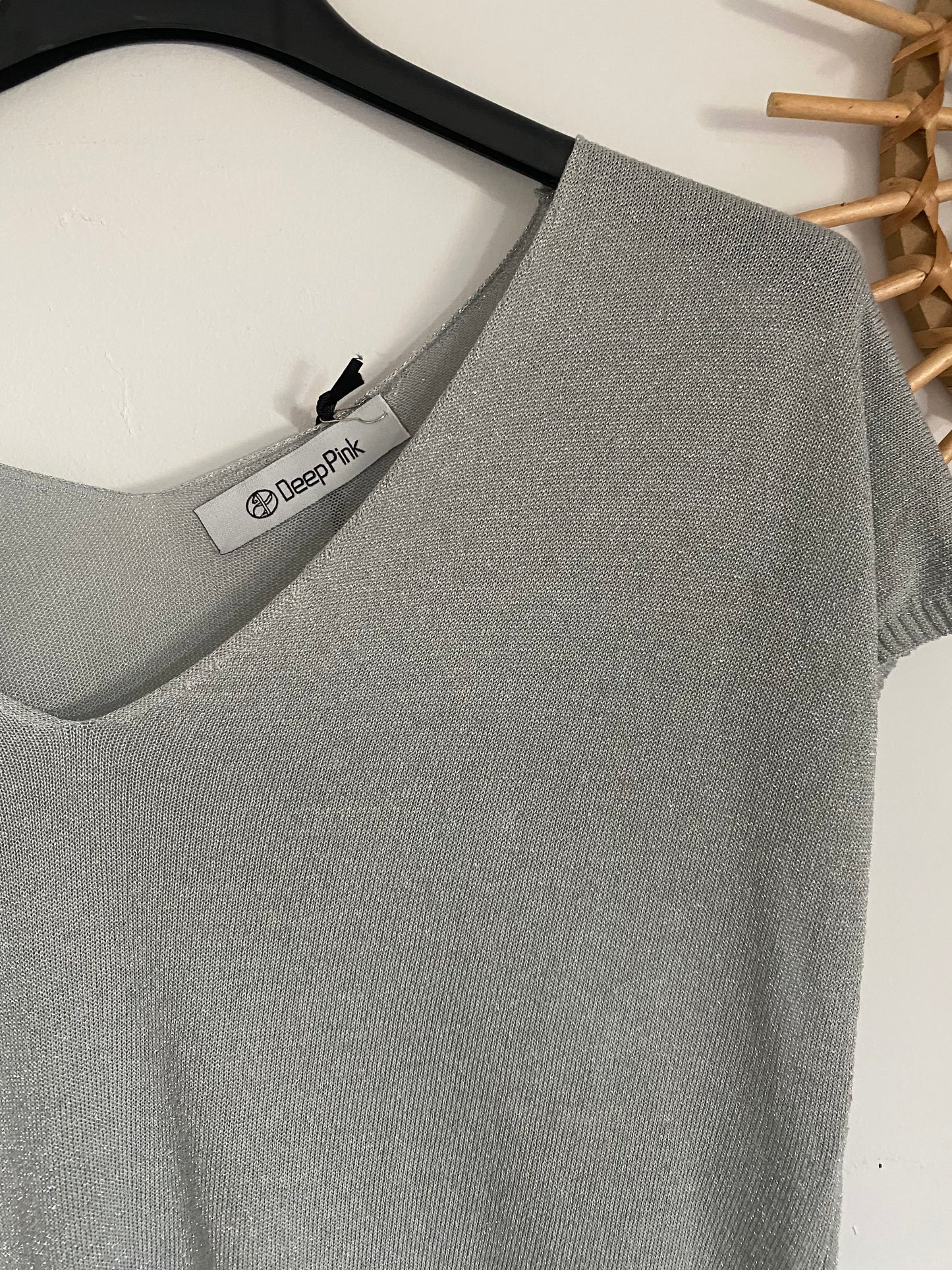 TOP SAMIA IRISE  TROIS COLORIS (argent , ecru , gris clair )  36/42