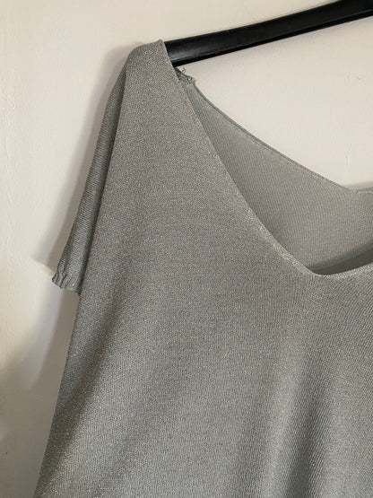 TOP SAMIA IRISE  TROIS COLORIS (argent , ecru , gris clair )  36/42