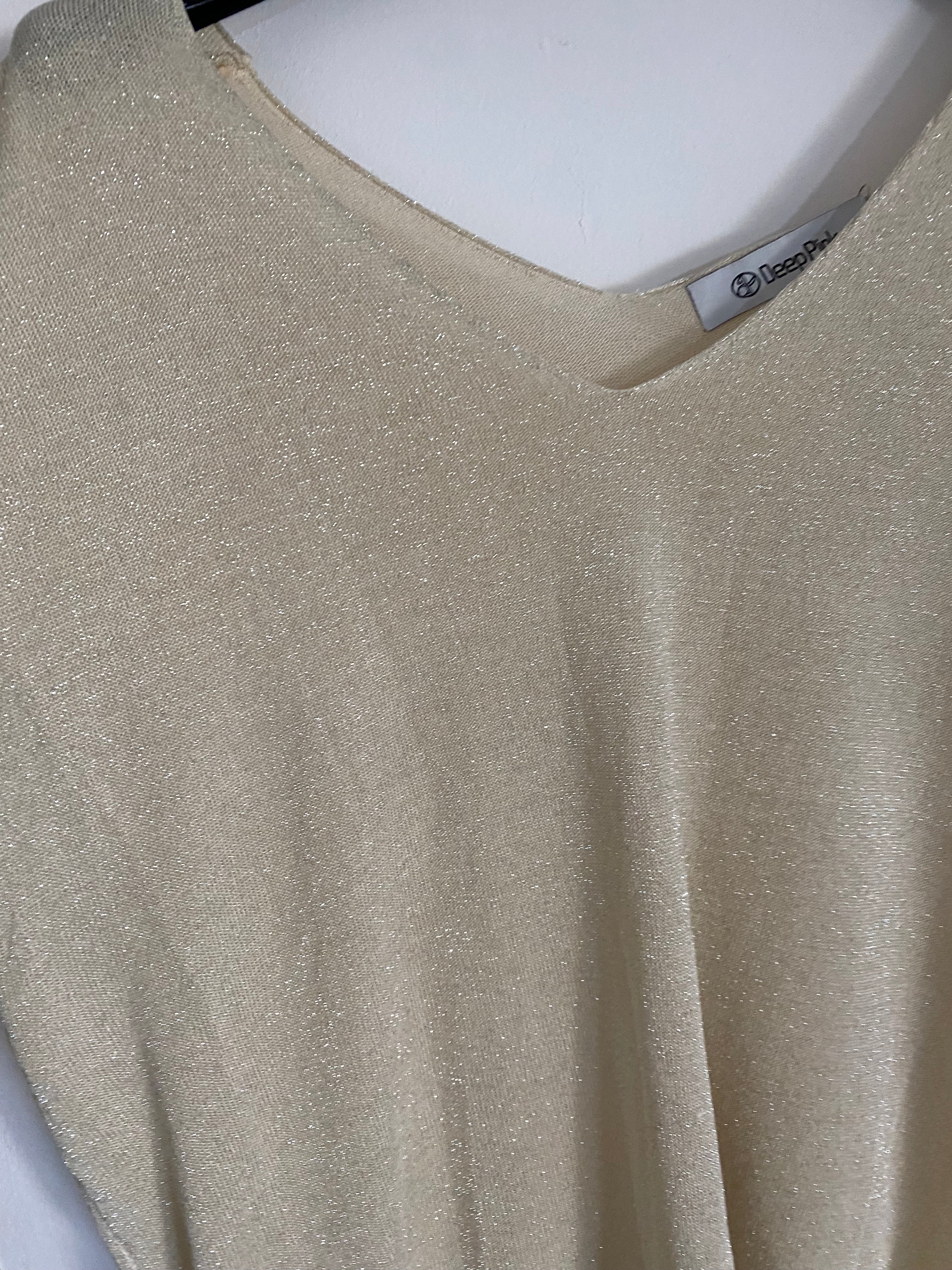 TOP SAMIA IRISE  TROIS COLORIS (argent , ecru , gris clair )  36/42