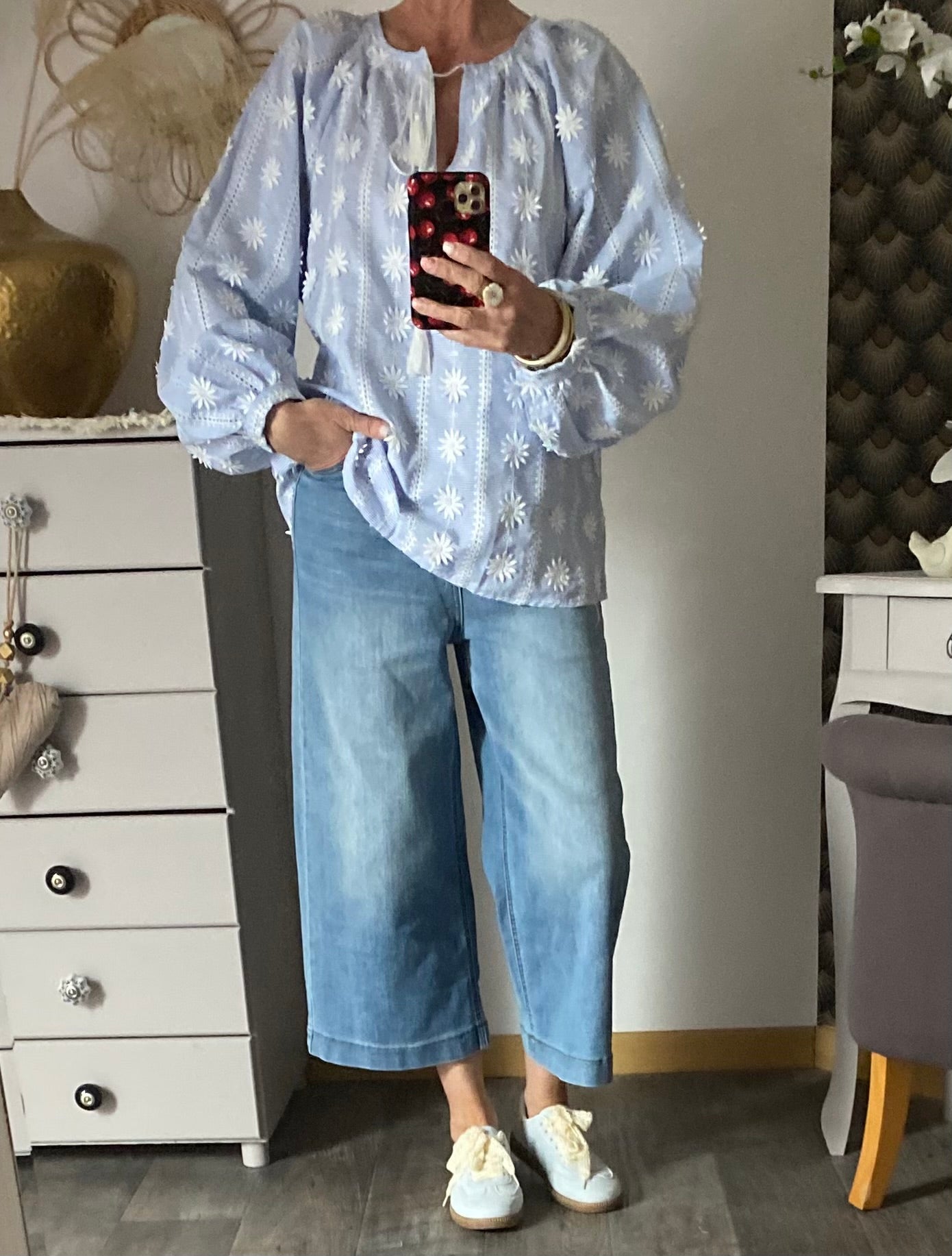 BLOUSE LOVENA 2TU 36/46  BLEU