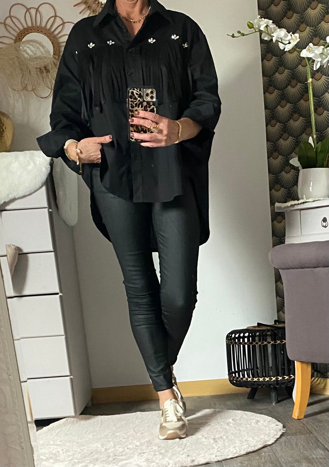 CHEMISE FRANGE NOIRE  TU 38/46