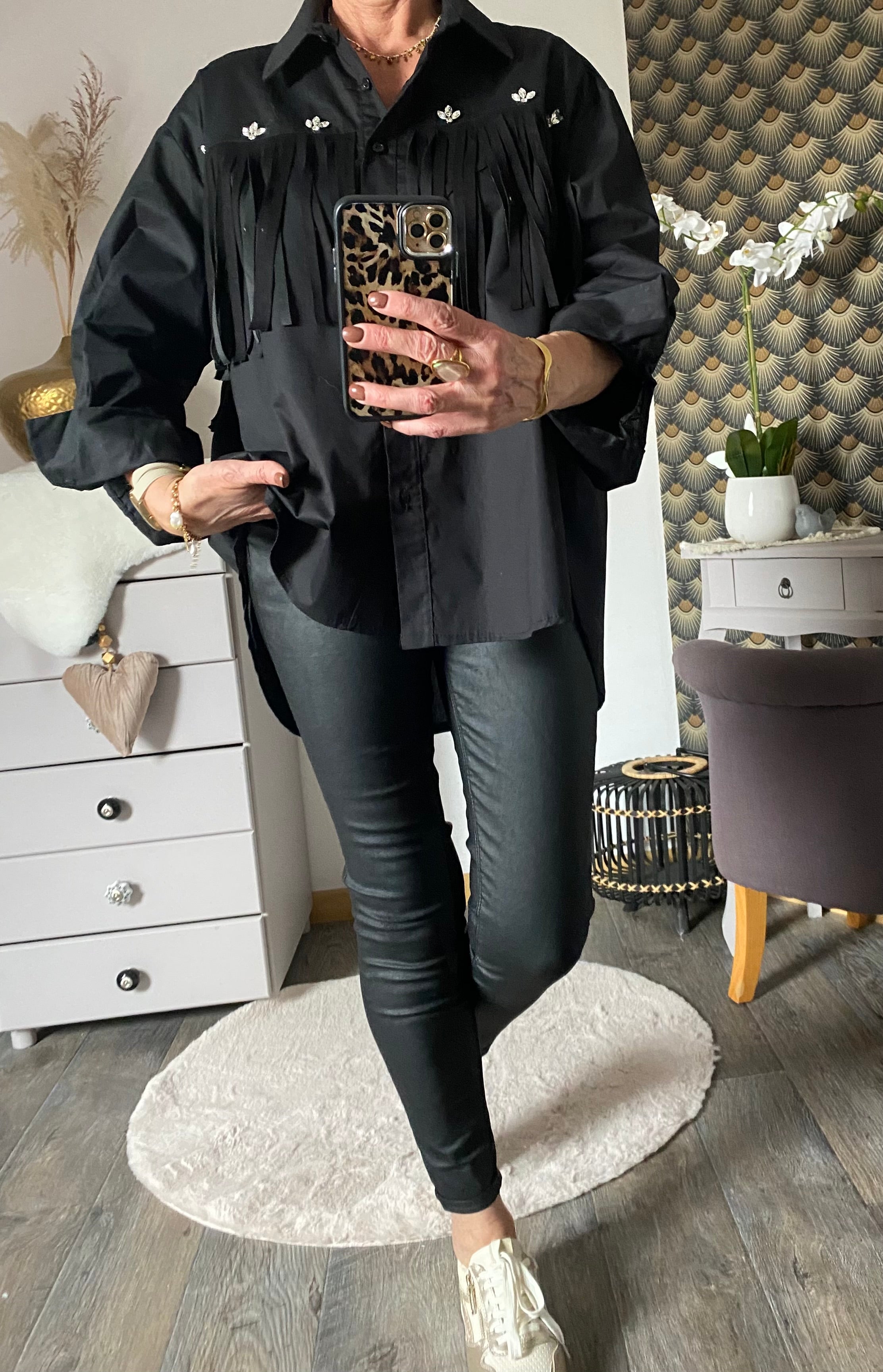 CHEMISE FRANGE NOIRE  TU 38/46